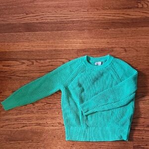 J Crew Heritage Fisherman Cotton Crop Green Women's Sweater